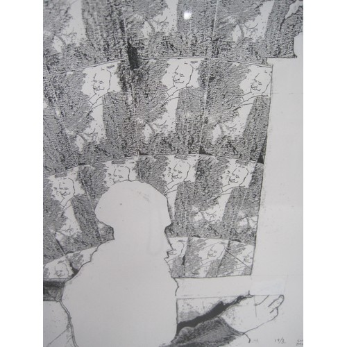 47 - A pair of contemporary prints in black and white, framed and glazed, unsigned.