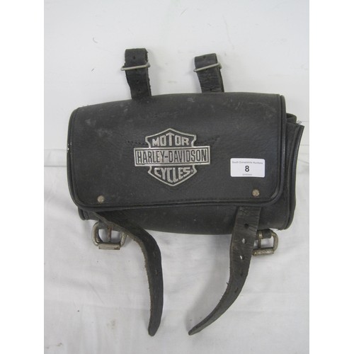 8 - A Harley Davidson branded handlebar bag, grubby but intact and in solid condition