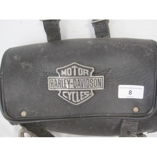 8 - A Harley Davidson branded handlebar bag, grubby but intact and in solid condition