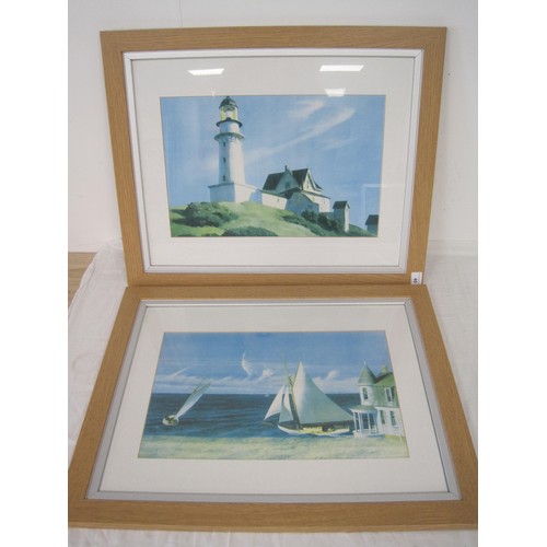 40 - A pair of F&G Hopper prints featuring a Light House and seascape