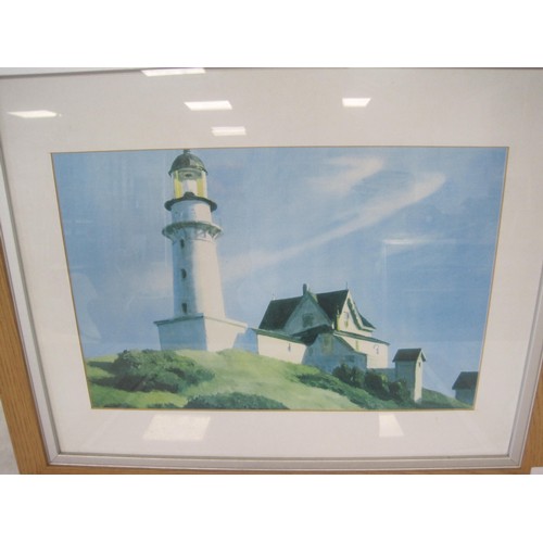 40 - A pair of F&G Hopper prints featuring a Light House and seascape