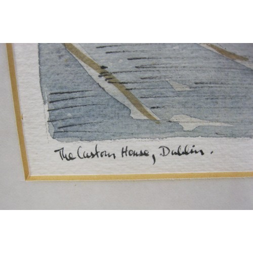 55 - Pete Hogan - 'The Custom House, Dublin', watercolour and ink, titled, signed and dated '87 to the ma... 