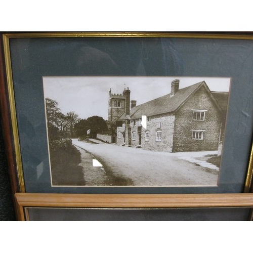 59 - Three prints after old sepia photographs (Whitby etc), and two other decorative prints, each framed ... 