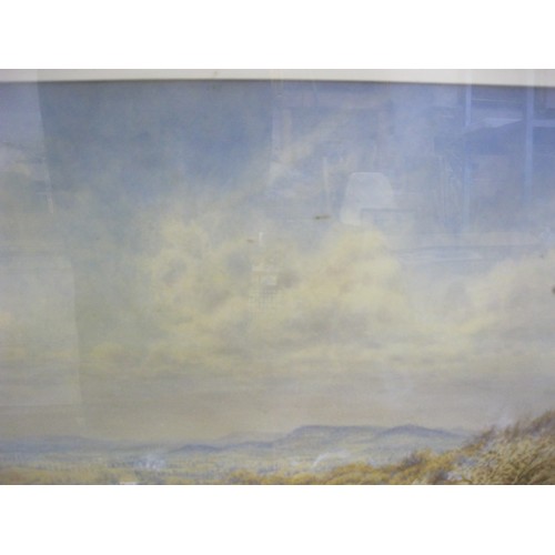 62 - Bonomi Warren - wooded landscape with hills in the distance, watercolour and whitening, signed and d... 