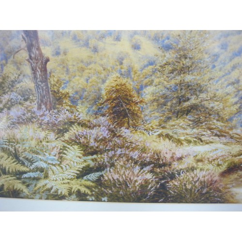 62 - Bonomi Warren - wooded landscape with hills in the distance, watercolour and whitening, signed and d... 