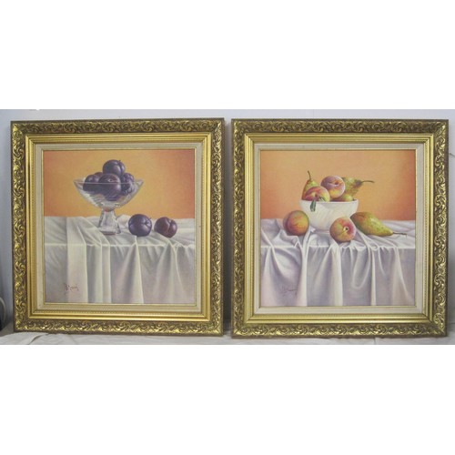 63 - Two still life of fruits by Paul R Morgan B 1940