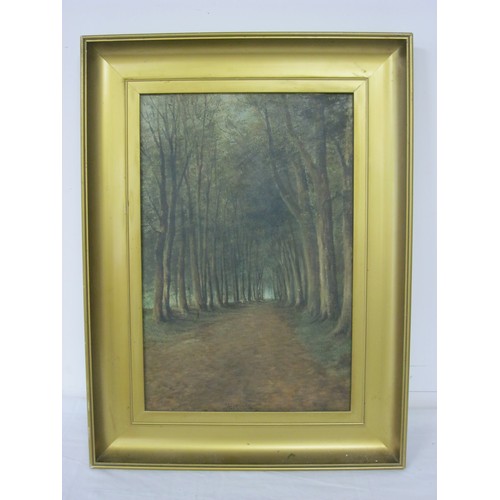 66 - 'Savernake', oil on board, titled and signed J Rayll lower right, in a gilt frame 59cm x 44cm. Backi... 