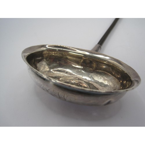 77 - Georgian Coin Silver Toddy Ladle, set with a shilling, handle is a/f