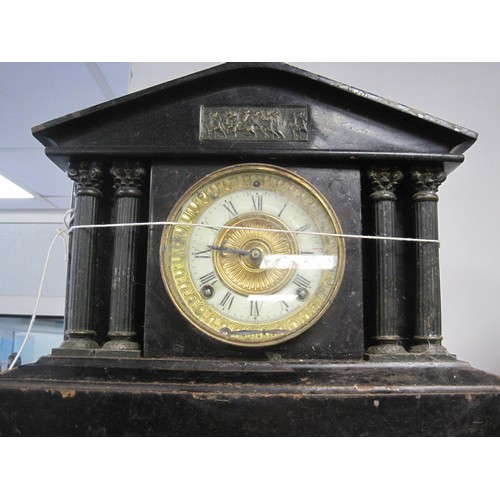 86 - A Victorian mantle clock in tin plate and a Napoleon's Hat clock