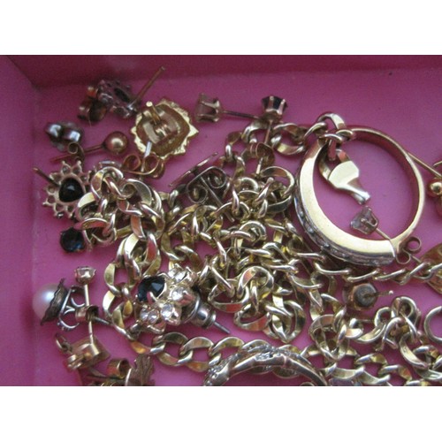 32 - A good selection of costume jewellery some we feel maybe gold plated including earring ,chains and a... 