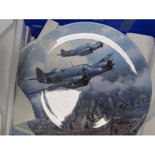 143 - A tray of collector plates, many in protective polystyrene holders, featuring military aircraft