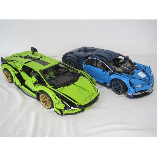 169 - Assembled Lego Technics Bugatti Chiron, and assembled Lego Technics Lamborghini Sian. No boxes, both... 