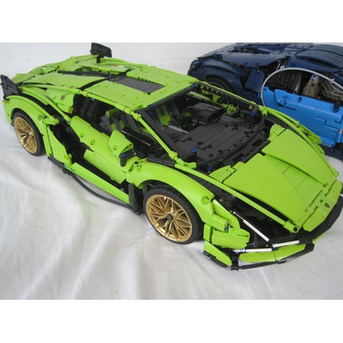 169 - Assembled Lego Technics Bugatti Chiron, and assembled Lego Technics Lamborghini Sian. No boxes, both... 