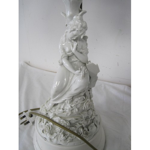 153 - Blanc de Chine Figure on a Vintage Lamp Base