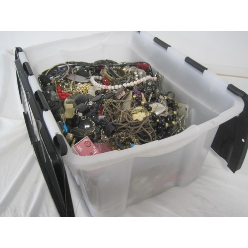 178 - A large plastic storage tub full of costume jewellery