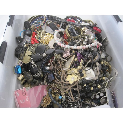 178 - A large plastic storage tub full of costume jewellery