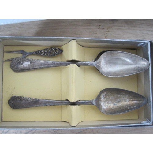 1 - Mixed assortment of electroplated cutlery - the contents of a shoe box