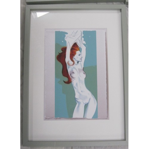 75 - A group of six framed colour prints of glamour, fashion models and femmes fatale,  understood to be ... 