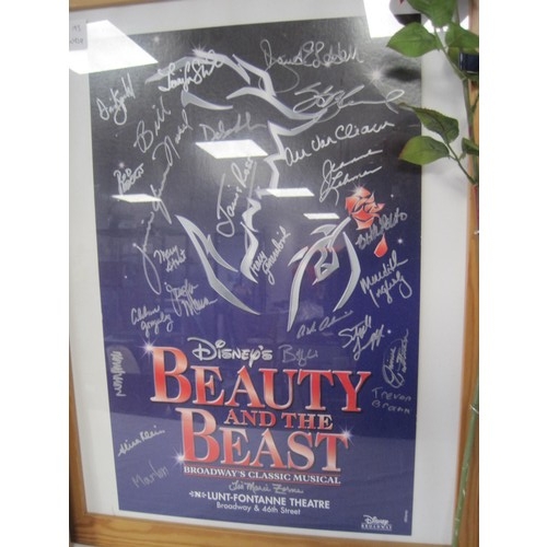 193 - Beauty and the Beast poster with signatures and ephemera, (relating to a 2007 production at Lunt-Fon... 