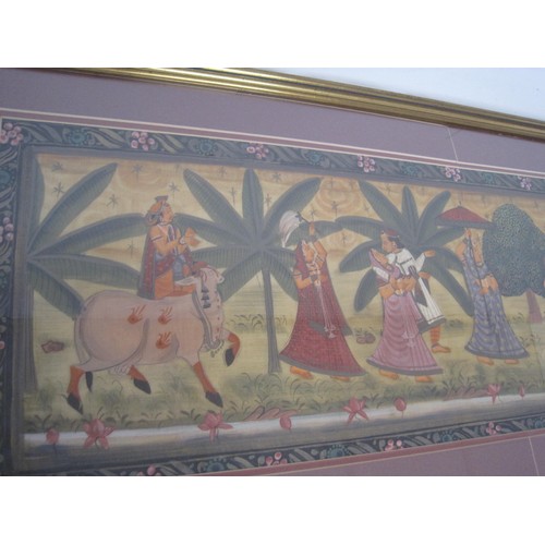 76 - F&G Hand Painted Indian Silk, featuring Hindu Deities (in good order)