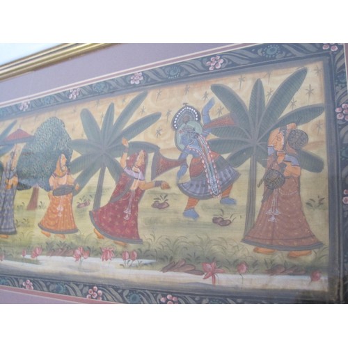 76 - F&G Hand Painted Indian Silk, featuring Hindu Deities (in good order)