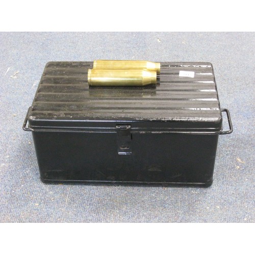 214 - An MoD Toolbox in black, in good order, containing an external lighting cable, plus a pair of polish... 