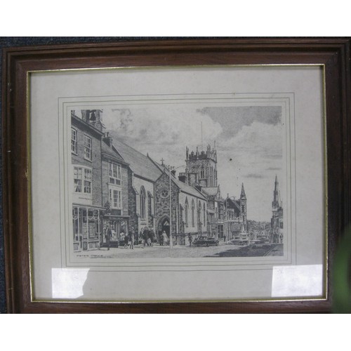 79 - Dorset interest - after Peter Price, five prints of town scenes in the early 1980s (Dorchester, Brid... 