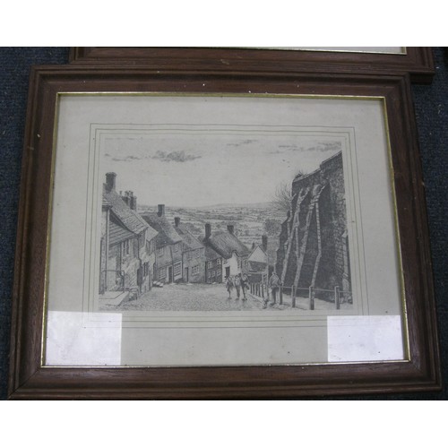 79 - Dorset interest - after Peter Price, five prints of town scenes in the early 1980s (Dorchester, Brid... 