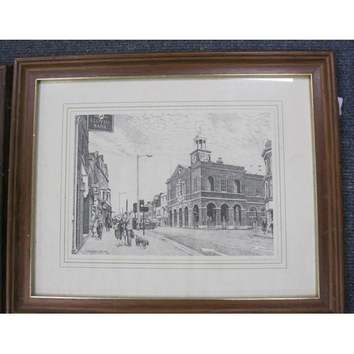 79 - Dorset interest - after Peter Price, five prints of town scenes in the early 1980s (Dorchester, Brid... 