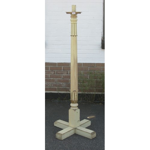 84 - A large painted candle stand with decorative carving, approx 5'6