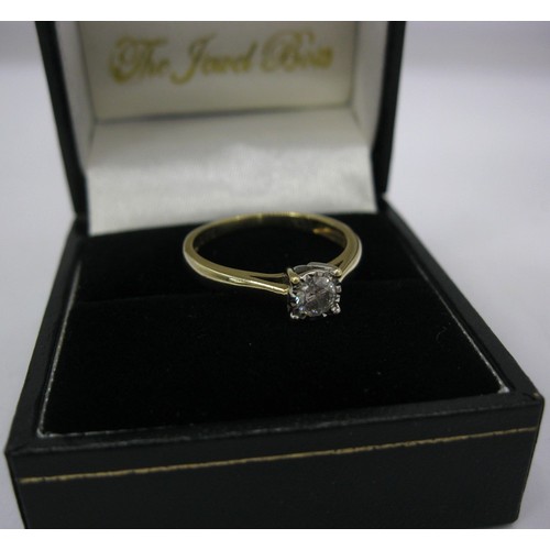 132 - A ladies 9 carat gold ring set with a 0.25 carat diamond, boxed, in good order