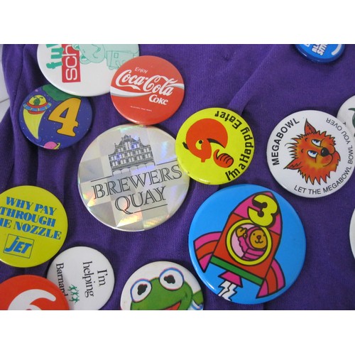 164 - Badges - about seventy-five badges pinned to a child's t-shirt (including I've been to the new C&A P... 