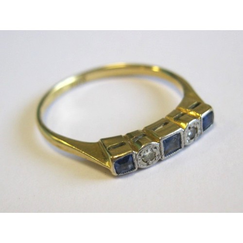 250 - 18 carat gold sapphire and diamond ring, approx. 2.2g, size O/P, in a green ring box