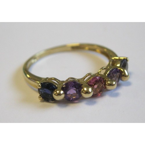 252 - QVC  9 carat gold multi stone ring, approx. 1.69g, size P/Q, in a purple ring box