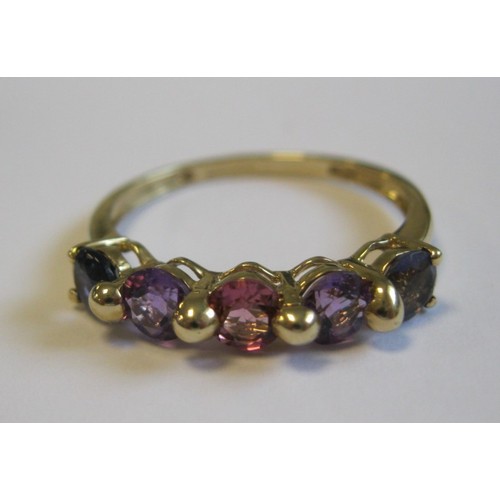 252 - QVC  9 carat gold multi stone ring, approx. 1.69g, size P/Q, in a purple ring box