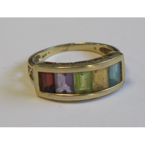 254 - 14 carat gold multi stone ring, approx. 3.22g, size P/Q, in a green ring box