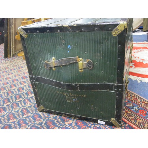 240 - Vintage Metal travel trunk/wardrobe (no key, A/F, requires restoration)