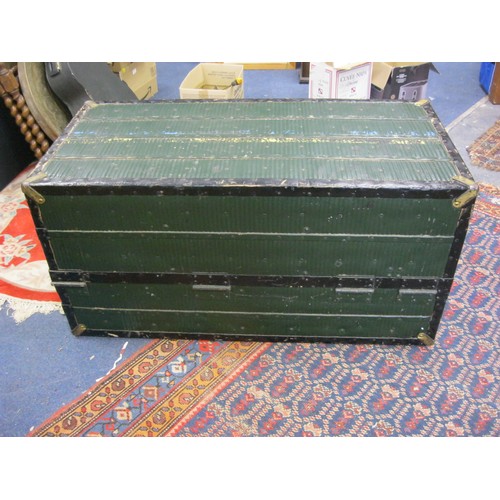 240 - Vintage Metal travel trunk/wardrobe (no key, A/F, requires restoration)