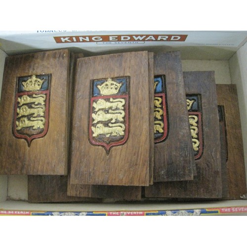 40 - Carved hardwood and painted panels Royal Coat of Arms of England. Sixteen panels each having three L... 