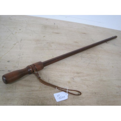 19 - A hardwood Hunters Beating Stick with leather wrist loop, 80cms long overall