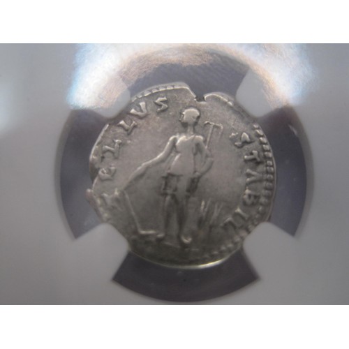 2 - A Roman Emporer Hadrian (117-138AD) Silver Denarius, cased and sealed in NGC case, graded Choice Fin... 