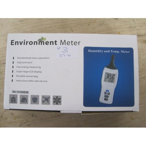 3 - Environment Meter for Temperature and Humidity. (Boxed)