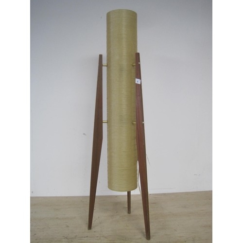 38 - A 1960s fibreglass Rocket lamp with double bayonet fittings 
Would benefit from a new lead. 
A crack... 