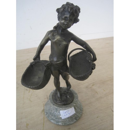 40 - A bronze figure of a girl with baskets