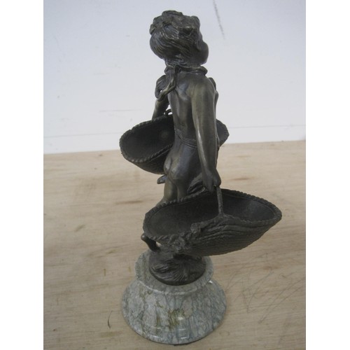 40 - A bronze figure of a girl with baskets