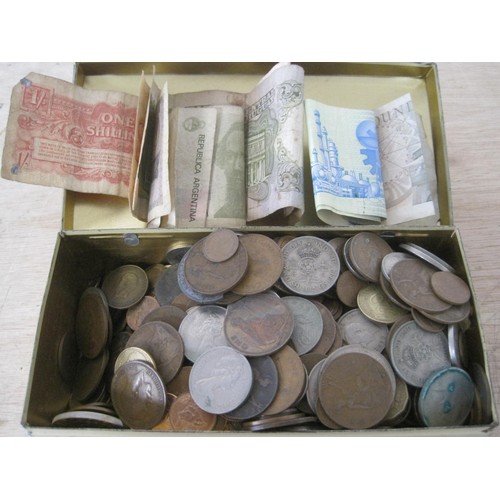 42 - A tin of old coinage weighing approx 3.5Kg