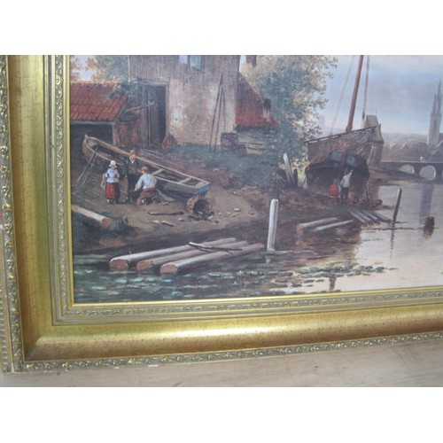 50 - An oil on canvas of sailing boats