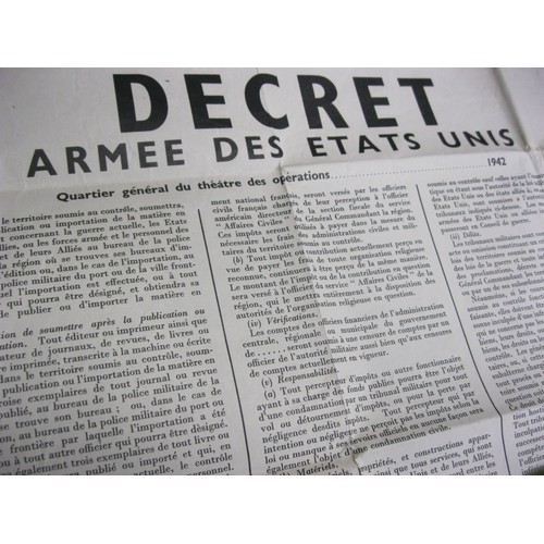 87 - An original copy of a decree by General Eisenhower ahead of the landing in North Africa for Operatio... 