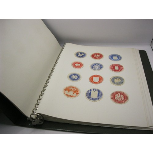 92 - A ring binder containing 20 pages, each page having approximately 12 city stamps of German cities on... 