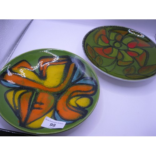 98 - Two Poole Pottery Delphis 8 inch plates in exceptional condition having been purchased by the vendor... 